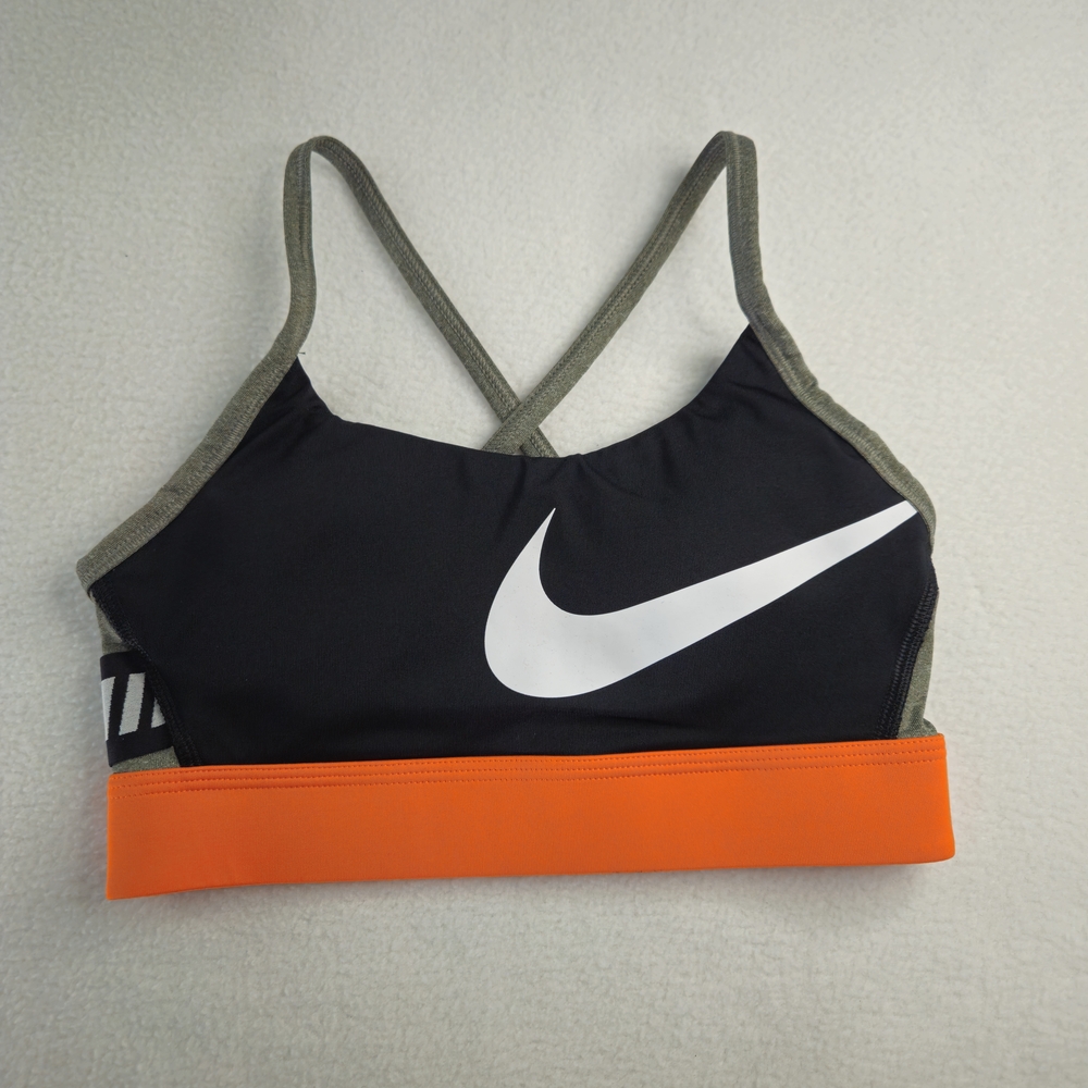 Nike Women's Black and Orange Sports Bra